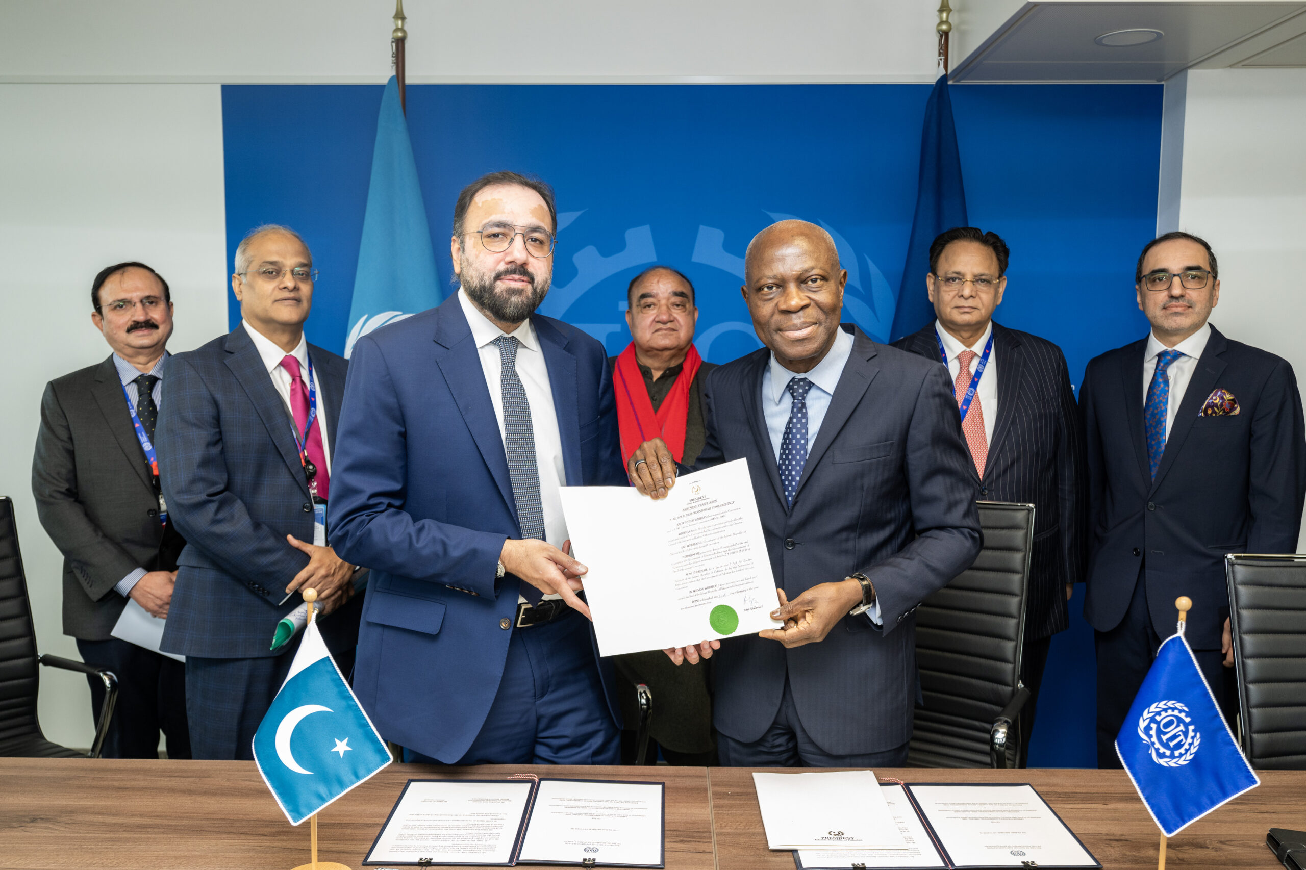 Editor, Khudayar Mohla, Ashi Asif,Pakistan ratifies ILO instruments, workers' rights protection, ILO ratification 2025, Forced Labour Convention Protocol 2014, Maritime Labour Convention ratification, MLC 2006, Labour Statistics Convention ratification, ILO governing body Geneva, decent work Pakistan, Pakistan labour laws, Chaudhry Salik Hussain ILO, Gilbert F. Houngbo, Pakistan human rights commitments, Pakistan maritime standards, seafarers rights Pakistan, ILO Director-General, forced labour eradication Pakistan, labour market data Pakistan, ILO standards Pakistan, tripartite constituents Pakistan, ILO Country Office Pakistan, Sustainable Development Goal 8, Pakistan labour market reforms, forced labour trafficking Pakistan, seafarer working conditions Pakistan, evidence-based policy Pakistan, decent jobs Pakistan, ILO historical ratifications, Pakistani workers' rights, ILO support for Pakistan