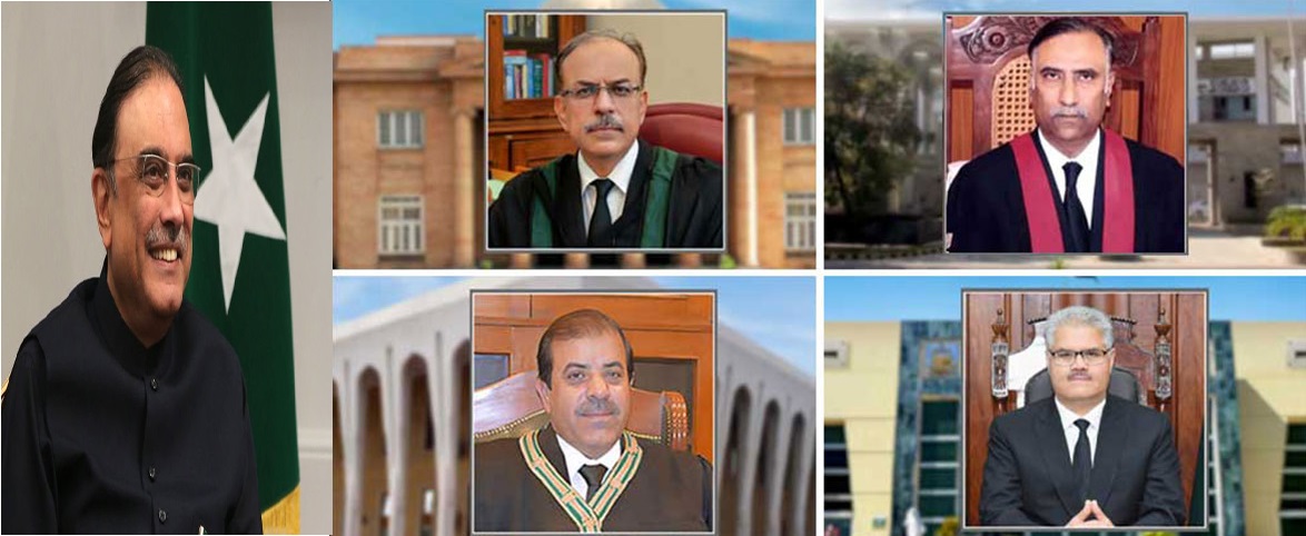 Editor, Asif Ali Zardari, Chief Justice appointments, Islamabad High Court, Sindh High Court, Peshawar High Court, Balochistan High Court, Justice Sarfraz Dogar, Justice SM Attique Shah, Justice Rozi Khan, Justice Junaid Ghaffar, Judicial Commission of Pakistan, JCP meeting, high court judges Pakistan, Chief Justice of Pakistan, Justice Yahya Afridi, Law Ministry notifications, Pakistan judiciary, High Court Chief Justices, judicial appointments Pakistan, oath taking ceremony, High Court news Pakistan, legal news Pakistan, Law Today Pakistan