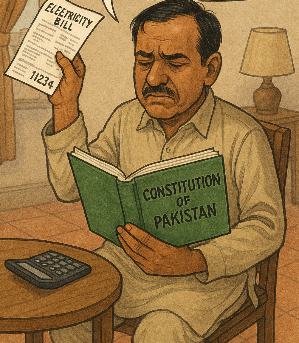 electricity bill satire, WAPDA billing issues, slab billing Pakistan, Article 25 Constitution of Pakistan, NEPRA regulations, circular debt recovery, political interference in electricity, SDO favoritism, electricity billing inequality, energy policy satire, Pakistani consumer rights, WAPDA criticism, public resource misuse, power sector corruption, administrative inflation, fiscal mismanagement Pakistan, electricity law Pakistan, load-shedding satire, Electricity Rules 1937, political sifarish in energy sector, IPP payments Pakistan, reverse incentive billing, demand note bypassing, public procurement rules violation, Water and Power Development Authority critique