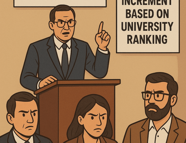 University policy, PhD allowance, QS ranking, faculty bias, academic fairness, Pakistan universities, higher education inequality, teacher value, research excellence, academic vision, local PhD graduates, education policy critique, unfair increment system, faculty division, devaluing local academia, foreign vs local PhD, teaching quality, university inferiority complex, academic recognition, Rabia Chisti