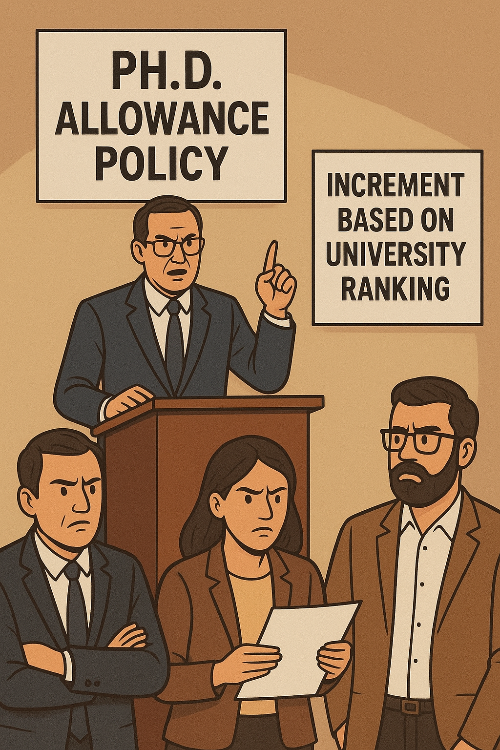 University policy, PhD allowance, QS ranking, faculty bias, academic fairness, Pakistan universities, higher education inequality, teacher value, research excellence, academic vision, local PhD graduates, education policy critique, unfair increment system, faculty division, devaluing local academia, foreign vs local PhD, teaching quality, university inferiority complex, academic recognition, Rabia Chisti