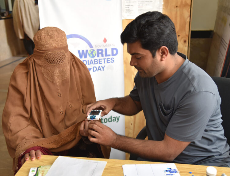 World Diabetes Day, Pakistan health crisis, WHO, Ministry of Health, diabetes prevalence, 34.5 million people, 1 in 3 adults, highest global burden, Eastern Mediterranean Region, screening drives, early detection, Syed Mustafa Kamal, Prime Minister's Diabetes Programme, Dr. Luo Dapeng, healthy lifestyle, regular medical checkups, Type 2 diabetes prevention, physical activity, reducing sugar intake, low- and middle-income countries