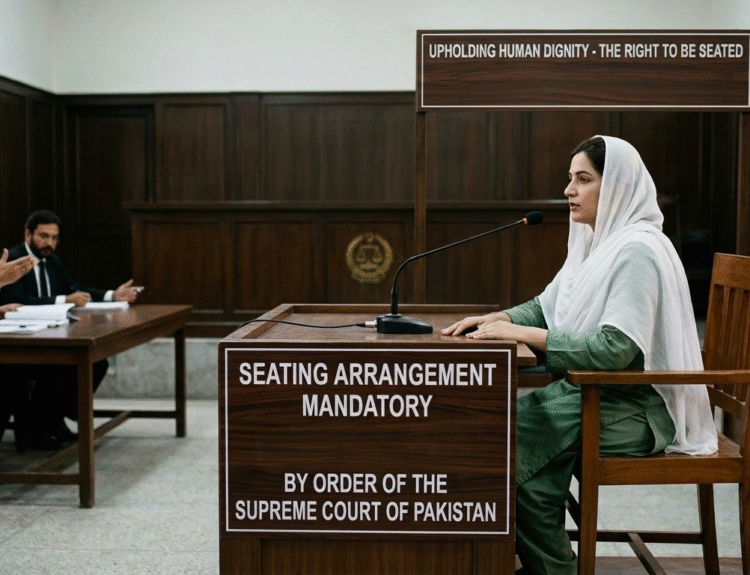 Khudayar Mohla,Supreme Court of Pakistan, witness box seating, witness dignity Pakistan courts, Article 14 Constitution Pakistan dignity of man, fair trial Article 10A Pakistan, witness protection laws Pakistan, courtroom reforms Pakistan judiciary, Qanun e Shahadat witness examination, Supreme Court directives judiciary Pakistan, witness rights Pakistan courts